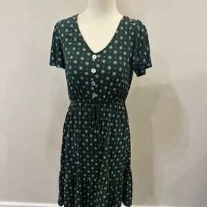 Gilli Dark Green Floral Print Dress Size M